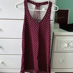 American Eagle Outfitters Burgundy Polka Dot Mini Dress